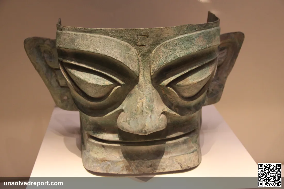 A bronze mask from Sanxingdui, Sichuan, China, from a roughly 3,000-year-old civilization unmentioned in any historical text.