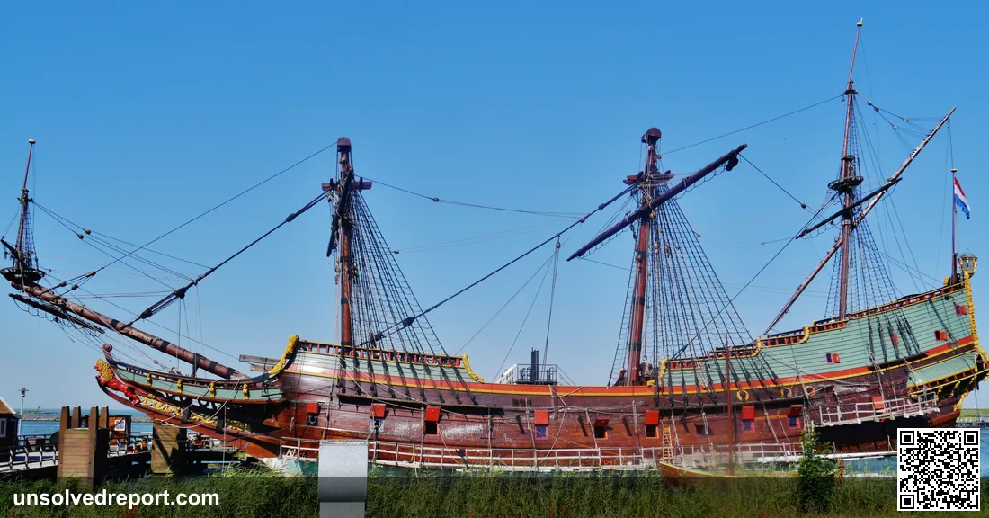 Replica of the VOC East Indiaman Batavia, Lelystad, Netherlands — the original ship wrecked off Western Australia in 1629, triggering one of history's most brutal maritime mutinies