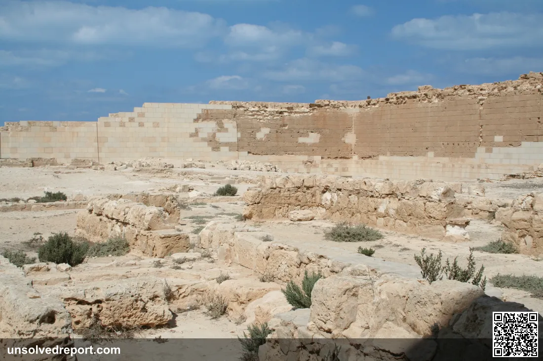 The Osiris temple at Taposiris Magna with excavation trenches visible in the foreground — this Ptolemaic-era site is the focus of a decades-long search for Cleopatra VII's tomb.