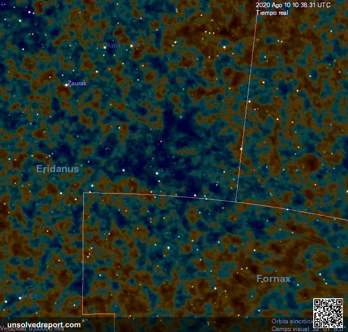 Eridanus supervoid generated in Celestia with the Planck's Cosmic Microwave Background