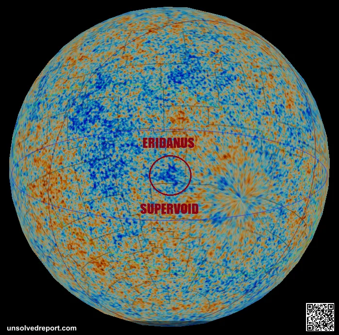 Location of the Eridanus Supervoid inside of the Celestial Sphere