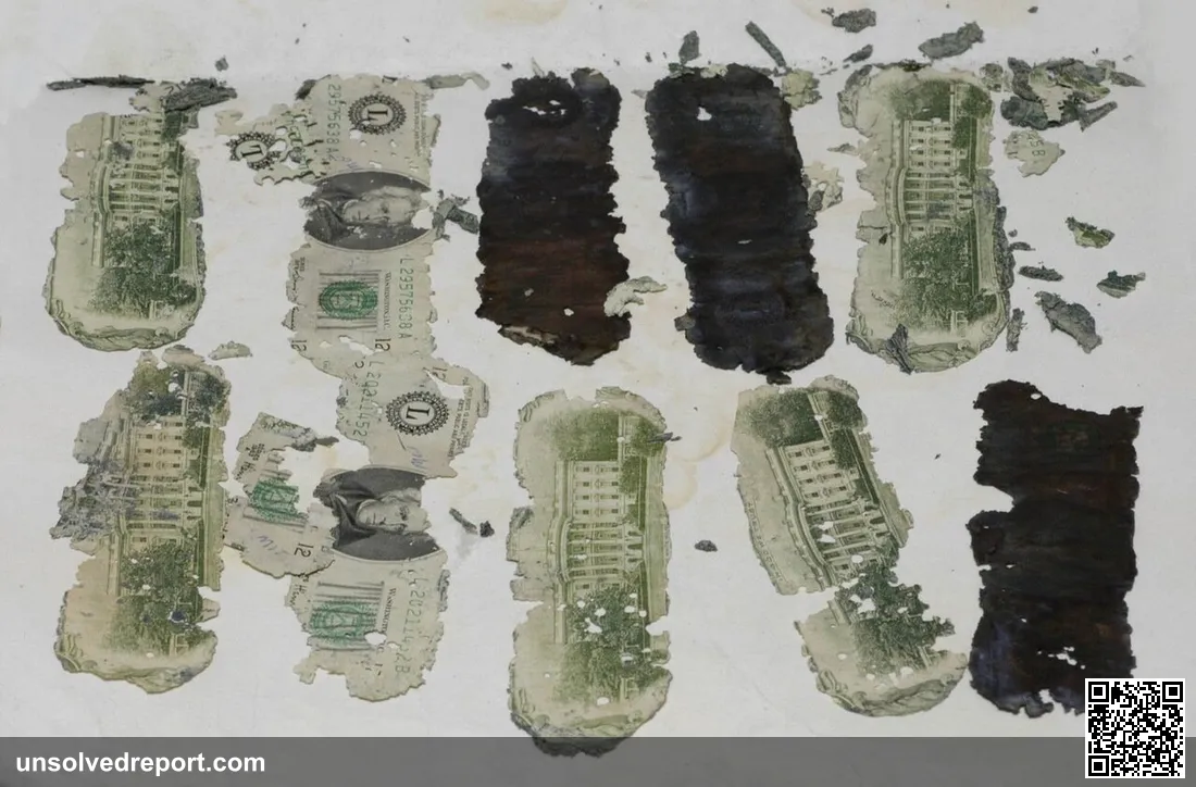 Some of the D. B. Cooper's stolen $20 bills found by a young boy in 1980.