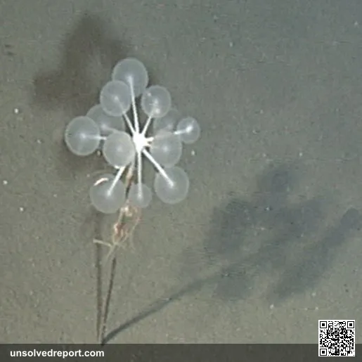 Chondrocladia lampadiglobus, a deep-sea carnivorous sponge photographed in situ — the kind of strangely symmetrical organism behind the "Eltanin Antenna" mystery.