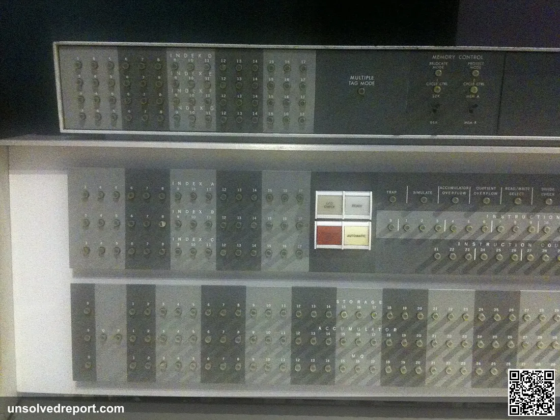 IBM 7094 operator’s console showing index register displays, the computer that ran ELIZA
