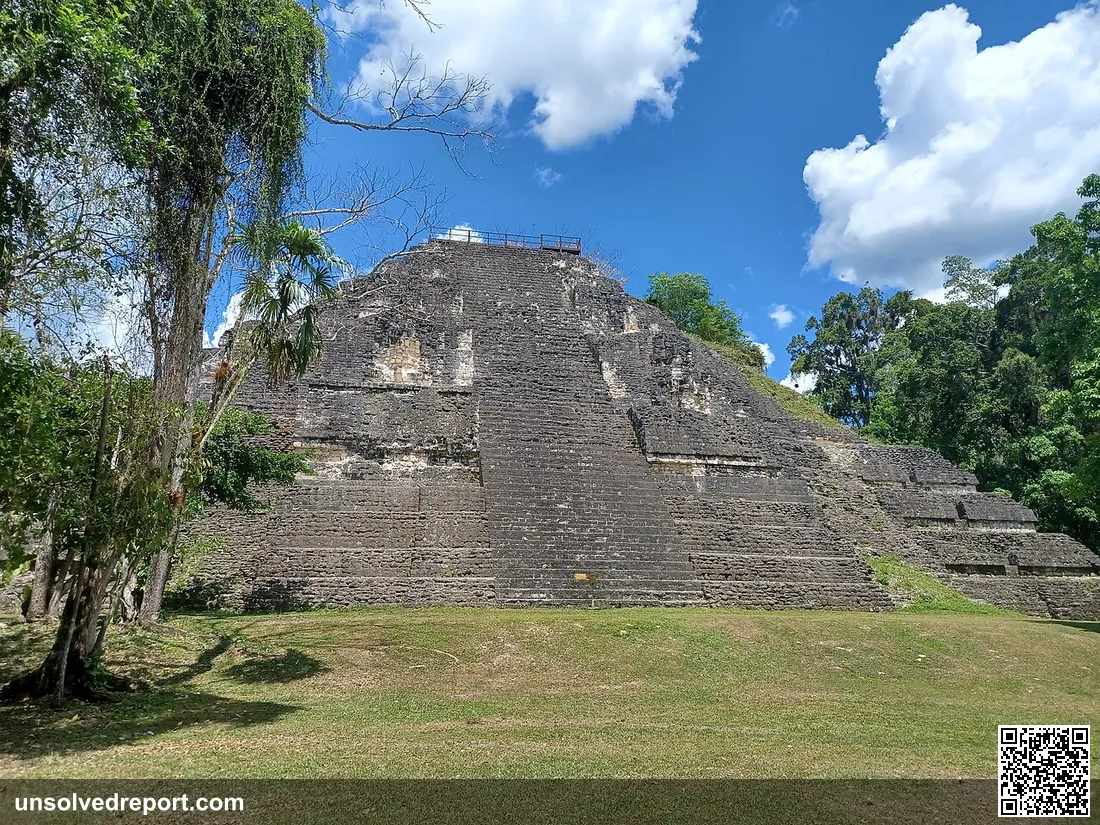 The Lost World Pyramid (Structure 5C-54) at the ancient Maya city of Tikal, Guatemala.