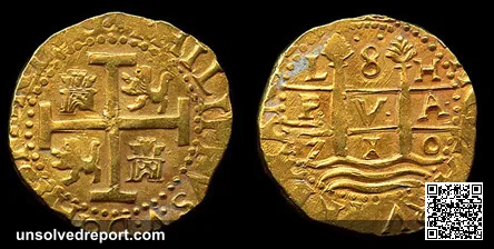 Rare 8 Escudos Lima dated 1710 recovered from the 1715 Fleet